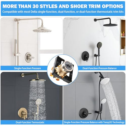 R10000-UNBX MultiChoice Tub and Shower Rough-In Valve Body, 1/2-Inch | Fits Delta 13/14, 17 and 17T Series Trim Kits; Universal Inlets Support PEX, Copper and CPVC Connections - style: R10000-UNBX