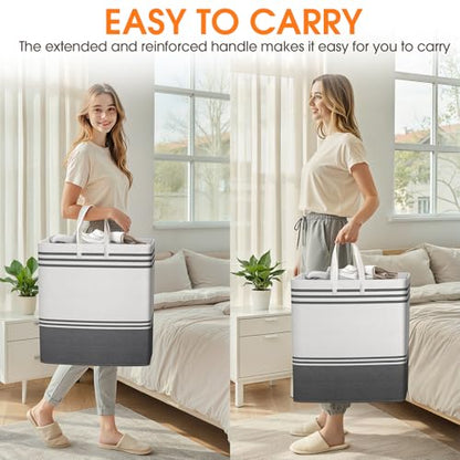 4 Pack Large Laundry Baskets, Laundry Hampers, Freestanding Waterproof Collapsible Clothes Bag with Extended & Reinforced Handles - Clothes Basket for Dorm, Bathroom, Home (100L) - size: 4 x 100L