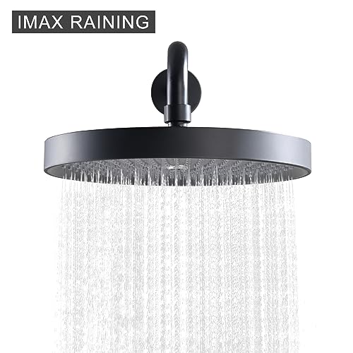 Black Shower Faucets Sets Complete, Matte Black Shower Fixtures, Shower System with 10 Inch Rainfall Shower Head And High Pressure Handheld, Brass Valve with Pressure Balance Cartridge - style: 10-inch Black