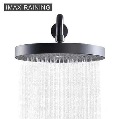 Black Shower Faucets Sets Complete, Matte Black Shower Fixtures, Shower System with 10 Inch Rainfall Shower Head And High Pressure Handheld, Brass Valve with Pressure Balance Cartridge - style: 10-inch Black