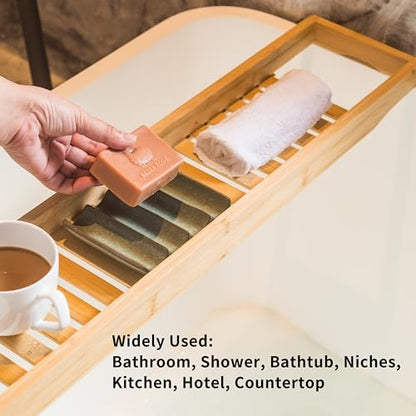 Draining Ceramic Soap Dish - Fluted Design, Bar Soap Holder for Shower & Bathroom, Soap Saver Sponge Lift, Green - color: Green, size: Fluted