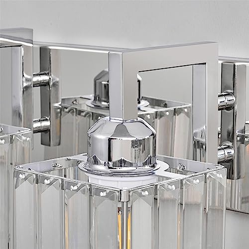Modern Bathroom Vanity Light 5-Lights Chrome Crystal Wall Lamp Bathroom Modern Crystal Vanity Lighting - color: Chrome Crooked, size: 5-light