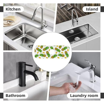 Pineapple Summer Pineapples Kitchen Sink Splash Guard Faucet Mat Super Absorbent Fast Drying Mat Sink Gadgets-Fast Drying Pad Sink Mat For Kitchen Bathroom (15" X 5.5" ) - color: Pineapple