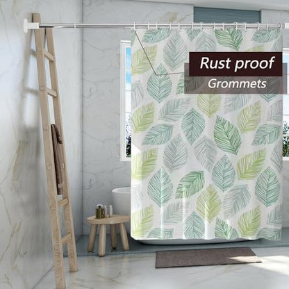 TIKABC Shower Curtain Liner, 4G PEVA Banana Leaves Shower Liner, Plastic Waterproof Shower Curtains, 72x72 inch with Grommet Holes 3 Magnetic Weights - color: Banana Leaves
