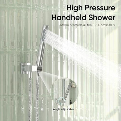 Esnbia Bathtub Shower Faucet Set, Rain Shower System with Tub Spout, 10 Inches Shower Heads with Handheld Spray Combo, Wall Mounted Shower Fixtures with Shower Valve kit, Chrome - color: Chrome