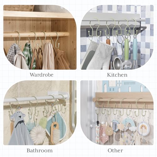 Bathway Sage Green Shower Curtain Hooks Shower Curtain Rings with Cylindrical Design, 12Pcs Metal Shower Curtain Hooks Rust Proof, Smooth Glide Double Shower Hooks Rings for Shower Curtain - color: Sage Green, style: Minimalist Shower Hooks with Cylinders