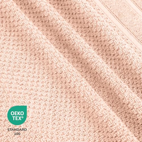 Feather & Stitch 100% Cotton 625 GSM Bath Towel Set of 6, Ultra Soft Highly Absorbent 2 Bath Towels, 2 Hand Towels & 2 Washcloth - Luxury Quick Dry Shower Towels (Pale Peach) - color: Pale Peach