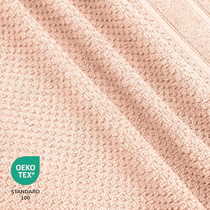 Feather & Stitch 100% Cotton 625 GSM Bath Towel Set of 6, Ultra Soft Highly Absorbent 2 Bath Towels, 2 Hand Towels & 2 Washcloth - Luxury Quick Dry Shower Towels (Pale Peach) - color: Pale Peach