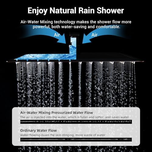 Thermostatic Dual Shower System, Shower Faucet(Oil Rubbed Bronze) | 12 Inch Shower Head, 6 Inch Wall Mount Head, High Pressure Handheld Sprayer, Push Button Valve - color: Oil Rubbed Bronze