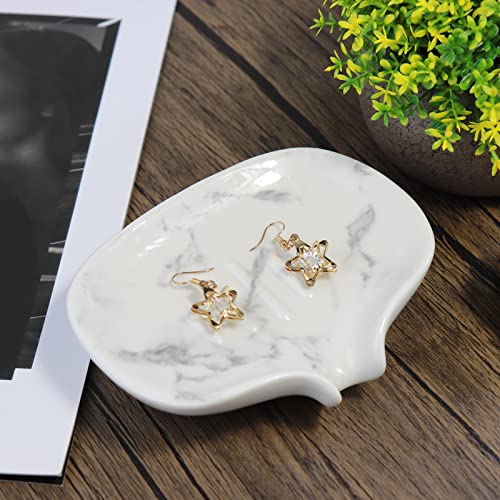 Ceramic Marble Texture Soap Dish, Self Draining Slot, Portable for Shower, Bathroom & Kitchen Sink - color: Marble Ceramic