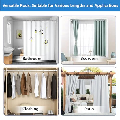 Umimile Shower Curtain Rod, 1 Inch Adjustable Spring Tension Curtain Rod - color: Stainless Steel, size: 42-70”