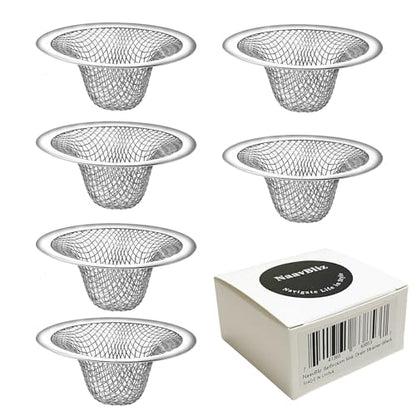 6-Pack Bathroom Mesh Sink Drain Strainer - 2.12" Top / 1" Small Stainless Steel Hair Basket Catcher for Bathroom Sink, Lavatory, Balcony, Utility, RV, Floor Drain