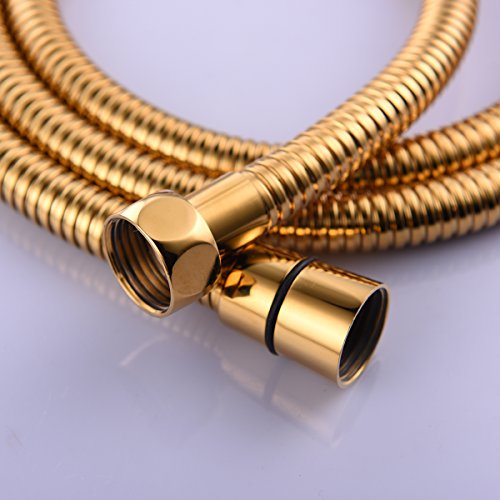 CIENCIA 1.5m(59-Inch) Anti-kink Flexible Gold Shower Hose Stainless Steel with Solid Brass Connector FHA018J - color: Gold, size: 1.5meters