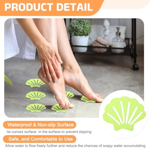 uxcell 30pcs Non-Slip Bathtub Stickers, Anti-Slip Shower Stickers Showers Treads Shell Shaped Appliques with 2 Pcs Scraper for Bath Tub Shower Stairs, Green - color: Green
