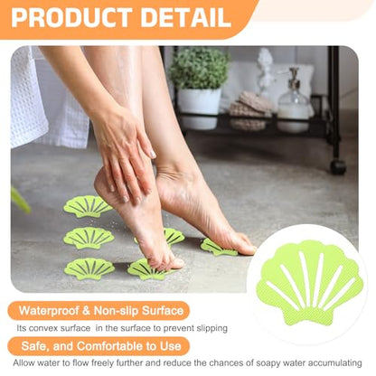 uxcell 30pcs Non-Slip Bathtub Stickers, Anti-Slip Shower Stickers Showers Treads Shell Shaped Appliques with 2 Pcs Scraper for Bath Tub Shower Stairs, Green - color: Green