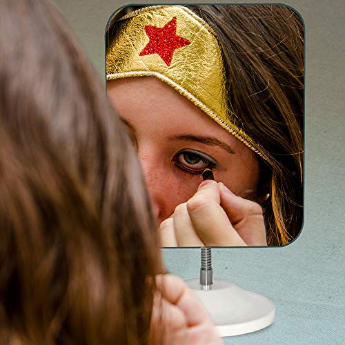 YEAKE Adjustable Flexible Gooseneck Makeup Mirror,360°Rotation Folding Portable Desk Vanity Mirror with Stand Shower Shaving Cosmetic Mirror Square - size: 6.5"L x 5.3"W, style: 6.5"L x 5.3"W(Medium)