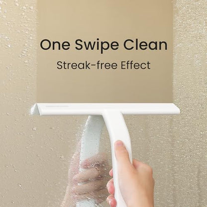 JustHang Shower Squeegee with Built-in Hook, 10-Inch White | Award-Winning Design, All-One-Piece Soft-Touch Silicone, for Glass Door, Bathroom, Window, Mirror, Tile Wall, Car - color: Classic White