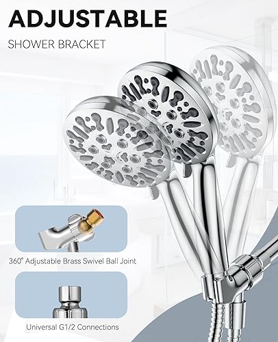 JDO Shower Head with Handheld, High Pressure Handheld Shower Head 9 Settings, Detachable Shower Head Set with Stainless Steel Hose and Shower Bracket (Chrome) - color: Chrome