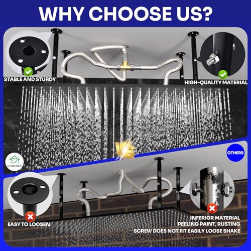 Luxury Large Ceiling Rectangle Rainfall Shower Head, 16x32inch High Pressure Rain Showerhead with Silicone Nozzles Full Body Fixed Showerheads For Modern Bathroom, Black Finish - color: Matte Black, style: Rainfall(One Function)