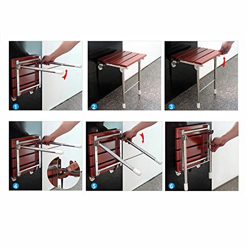 14.9"x12.2" Folding Shower Seat - Wall Mounted - Solid Wood Fold Down Spa Bench