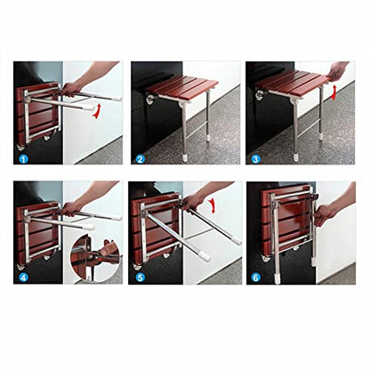 14.9"x12.2" Folding Shower Seat - Wall Mounted - Solid Wood Fold Down Spa Bench