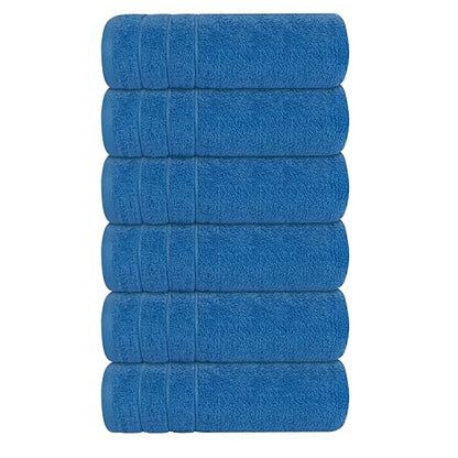 6 Piece Hand Towels Set 16 x 28 Inches, Blue | 100% Cotton, Lighter Weight, Quick to Dry, 16 x 28 Inches, Super Soft & Absorbent, Perfect for Bathroom & Kitchen - color: Midnight Blue