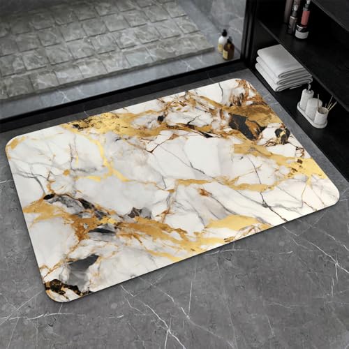 Bath Mat-Bathroom Rug，Abstract Marble Gold-Absorbent Non Slip Quick Dry Stain Resistant Easy to Clean Care Shower Rug for Bathtub Shower Room 16×24Inch (40 * 60cm) - color: Abstract Marble Gold-, size: 16 x 24 inches