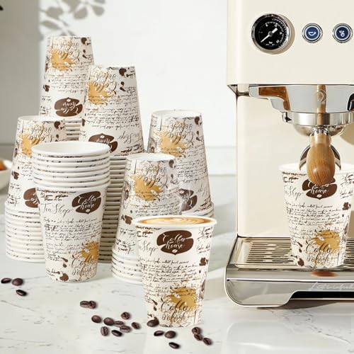 SIUQ 240 Pack 12 oz Disposable Paper Coffee Cups Retro Leak-Proof Sturdy | Thickened Disposable Drinking Cups, Hot/Cold Beverage, Offices, Cafes, Parties, Picnics, Travel, Events, Home - color: 240pack-12oz-brown