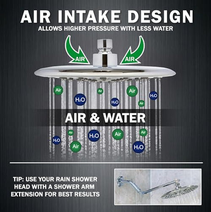 Luxury Rain Shower Head - 2.5 GPM - Polished Chrome | 9 Inch Large, High Flow, Overhead Rainfall Showerhead With Self-Clean Nozzles, Easy Install, Adjustable Brass Ball Joint - color: Polished Chrome, size: 2.5 GPM