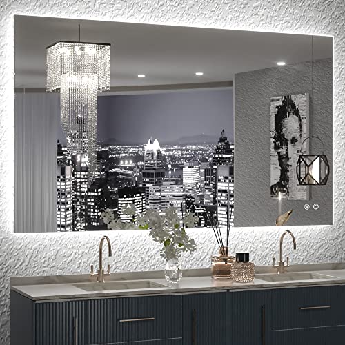 40 x 24 Inch LED Backlit Bathroom Vanity Mirror with Light,Anti-Fog,Dimmable,CRI90+,Touch Button,Water Proof,Horizontal/Vertical,Wall Mounted Lighted Mirror - color: Backlit, size: 24"L x 40"W