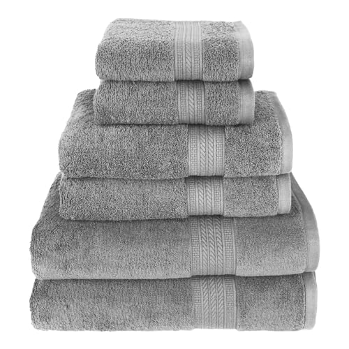 Kaufman - Luxury 100% Cotton Towels | 6 Piece Bath Towel Set | 2 Bath Towels (30 x 54), 2 Hand Towels (16 x 28), 2 Washcloths (13 x 13) | Soft, Absorbent Towels for Bathroom - color: Dove Grey, size: 6 Piece Towel Set