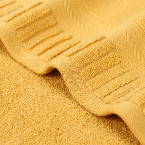 Superior Venice Zero Twist Cotton Medium Weight Bath Sheets, for Guest Bath, Bathroom, Shower, Spa, Plush Towels, Essentials, Ribbed Textured Border, Oversized Towels, Set of 2, Gold