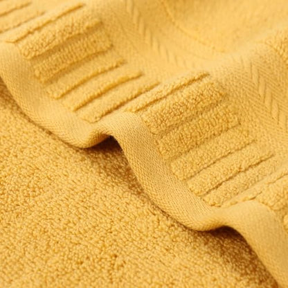 Superior Venice Zero Twist Cotton Medium Weight Bath Sheets, for Guest Bath, Bathroom, Shower, Spa, Plush Towels, Essentials, Ribbed Textured Border, Oversized Towels, Set of 2, Gold