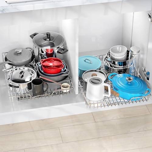 Simple Houseware Under Cabinet Pull Out Sliding Shelf Drawer, 21Dx17W | for Kitchen Organizer - size: 21" D x 17" W
