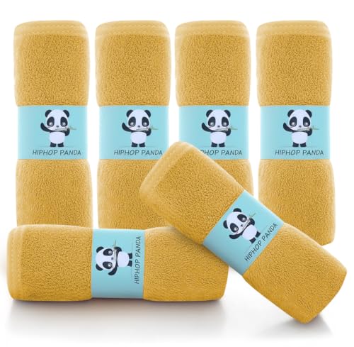HIPHOP PANDA Ultra Soft Baby Washcloths, 2-Layer Absorbent Wash Cloths | Reusable Newborn Wipes for Delicate Skin | Rayon Made from Bamboo Towel for Bath Face Body | Registry Ready | 6 Pack Honey - color: Honey, size: 10x10 Inch - 6 Pack
