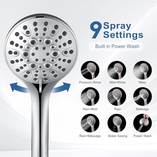 BRIGHT SHOWERS Rain Shower Head with Handheld Combo, Dual Shower System with Slide Bar, Rain Shower System, Adjustable Height, Brass Slide Bar & Diverter, 60 Inch Stainless Steel Hose, Chrome - color: Chrome