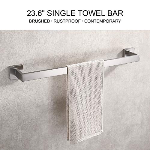 TASTOS 23.6 Inch Black Single Towel Bar Rack, SUS 304 Stainless Steel Bathroom Towel Bar Heavy Duty Towel Holder Kitchen Towel Rod, Wall Mount with Screws Towel Bar Rod Brushed Nickel Finish… - color: Brushed Nickel, size: 23.6-Inch