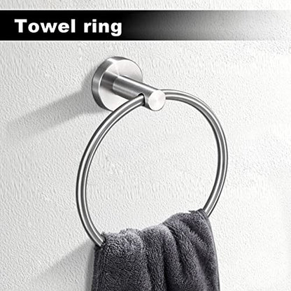 8 Pieces Bathroom Towel Rack Set, Includes 2PCS 23.6 inch Towel bar, 2PCStowel Hook, 2 PCS Towel Ring, 2PCS Toilet Paper Holder-Brushed Nickel Bathroom Accessories Sets - color: Brushed Silver, size: 8pcs-24inch