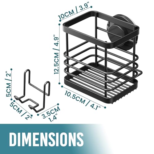 TAILI Patented Suction Cup Toothbrush Holder, Stainless Steel Anti-Puddling Shower Toothbrush Holder, No Drilling Removable Organizer for Bathroom Toothpaste, Razor, Kitchen and Office Items, Black - color: Black