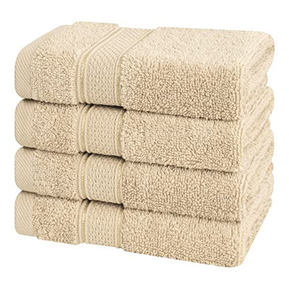 American Soft Linen Salem Washcloth Sets, 4 Piece Luxury 600 GSM 100% Cotton Washcloths for Bathroom, 13x13 inches Washrags Premium Quality Hand Face Towels, Beige - color: Beige, size: 13x13"
