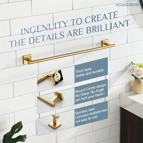 KOKOSIRI Towel Bar Bathroom Towel Holder for Bath Kitchen Cabinet Towel Rails 20 Inch Brushed Gold Stainless Steel B4005BG-L20 - color: Brushed Gold, size: 20-Inch