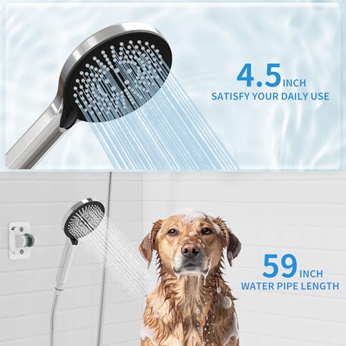 RFOUO 11 Inch Wide Rain Shower Head with Handheld,Chrome | High Pressure Rainfall, Dual Shower Head Combo with Adjustable Arm, 3-Mode Detachable Handheld Spray,with 59 Inch Hose - color: Chrome