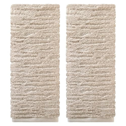 SKL Home CloudSoft Cotton Luxury 2-Piece Hand Towel Set, Oatmeal - color: Oatmeal, style: Hand Towels (Set of 2)