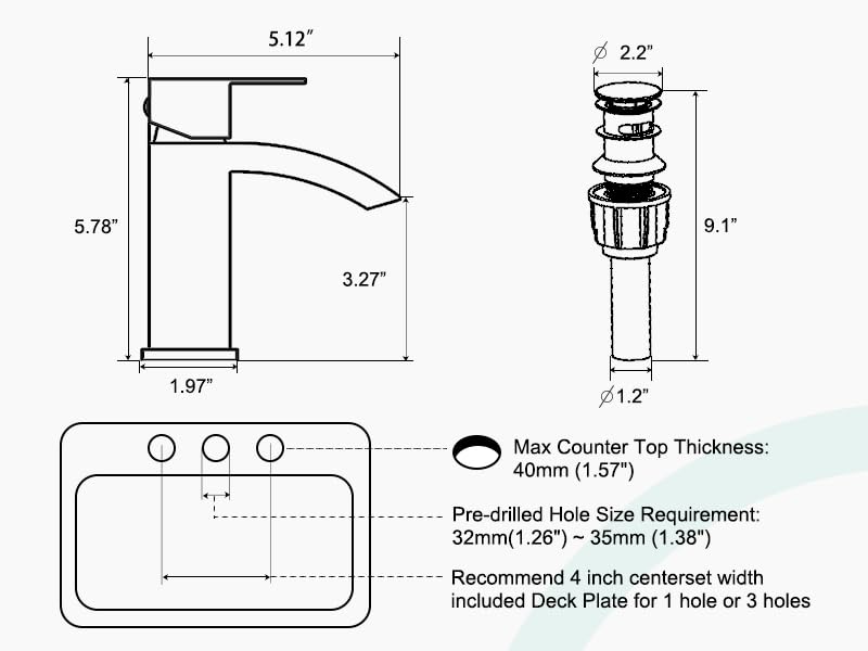 CREA Matte Black Waterfall Bathroom Faucet 1 Hole Single Handle Bathroom Sink Faucet with Pop Up Drain,Stainless Steel RV Vanity Faucet Basin Mixer Tap 3 Hole Plate Water Supply Line - color: Matte Black, style: Rectangular Spout
