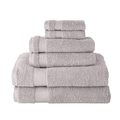 CTT - Luxury 6 Piece Towel Set, 100% Turkish Cotton, Quick Drying, Highly Absorbent & Comfy, Includes 2 Bath Towels, 2 Hand Towels & 2 Washcloths | (Light Grey) - color: Light Grey, size: 6-Piece Towel Set
