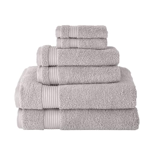 CTT - Luxury 6 Piece Towel Set, 100% Turkish Cotton, Quick Drying, Highly Absorbent & Comfy, Includes 2 Bath Towels, 2 Hand Towels & 2 Washcloths | (Light Grey) - color: Light Grey, size: 6-Piece Towel Set