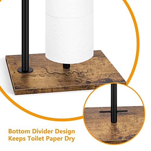 Rustic Brown Farmhouse Toilet Paper Dispenser - FreeStanding Tissue Roll Holder with Shelf for Bathroom Toilet Paper Storage - color: Brown