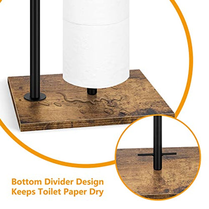 Rustic Brown Farmhouse Toilet Paper Dispenser - FreeStanding Tissue Roll Holder with Shelf for Bathroom Toilet Paper Storage - color: Brown
