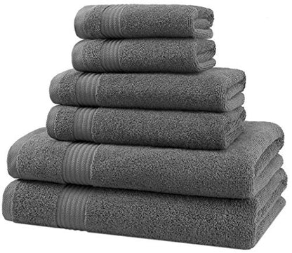 American Veteran Towel, 6 Piece Towel Set for Bathroom, 100% Cotton Turkish Bathroom Towels, 2 Bath Towels 2 Hand Towels 2 Washcloths, Dark Gray - color: Grey, size: X Large 6 PC