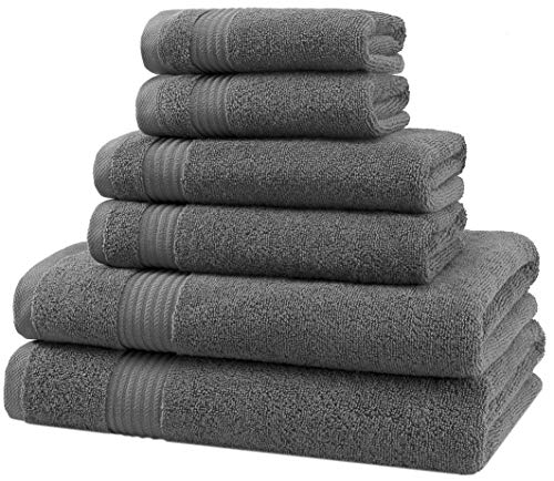 American Veteran Towel, 6 Piece Towel Set for Bathroom, 100% Cotton Turkish Bathroom Towels, 2 Bath Towels 2 Hand Towels 2 Washcloths, Dark Gray - color: Grey, size: X Large 6 PC